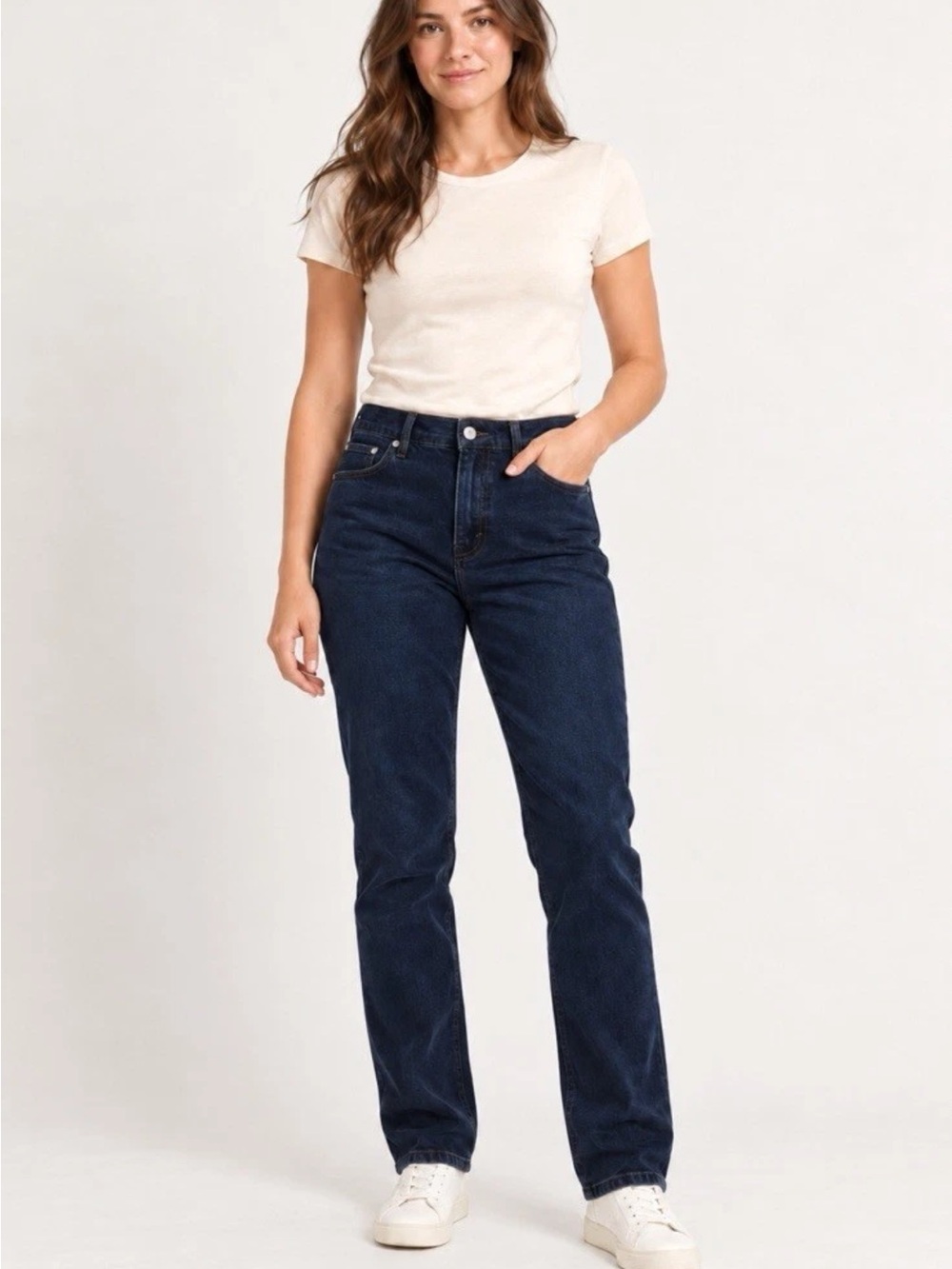 NET Gap High-Rise Straight Leg Women's Jeans - Dark Blue Size Medium